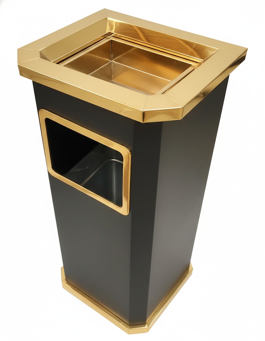 Black & Golden SS Ash + Trash Bin with Inner Storage Bucket — view 7