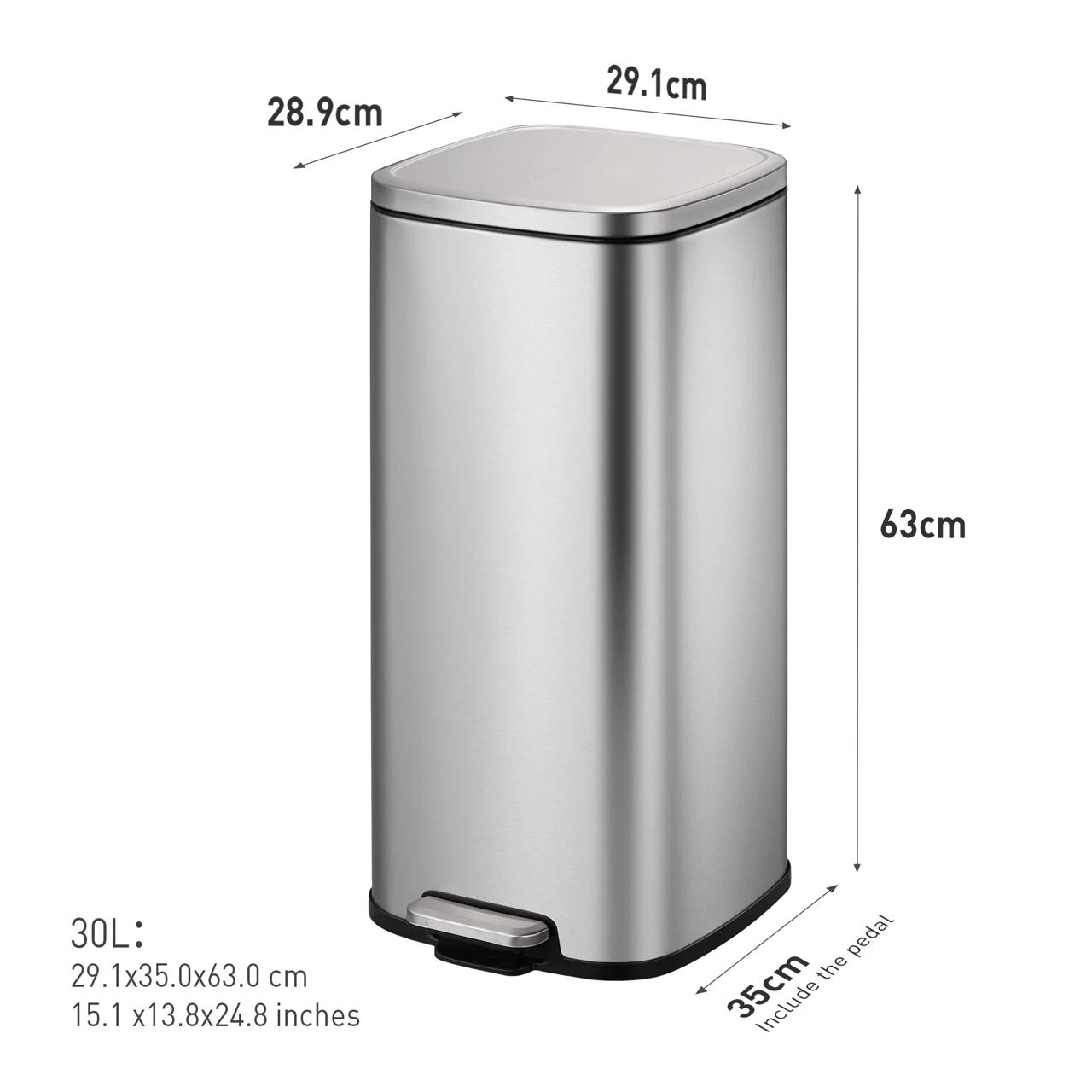 Full SS Dustbin with Pedal & Soft Closing - 30L — view 2