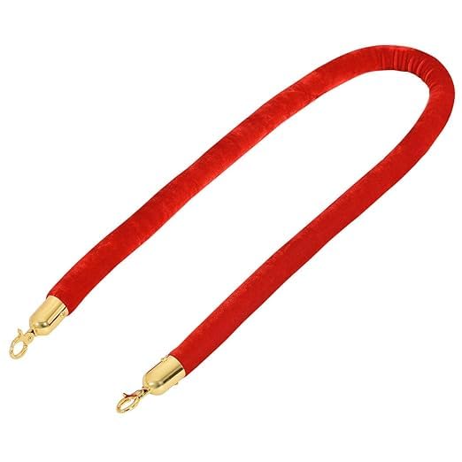 Spare for Queue Manager - Red Velvet Rope with Golden Chrome Plated Hooks (Length: ~5 Feet)
