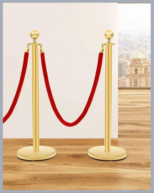 Spare for Queue Manager - Red Velvet Rope with Golden Chrome Plated Hooks (Length: ~5 Feet) — view 3