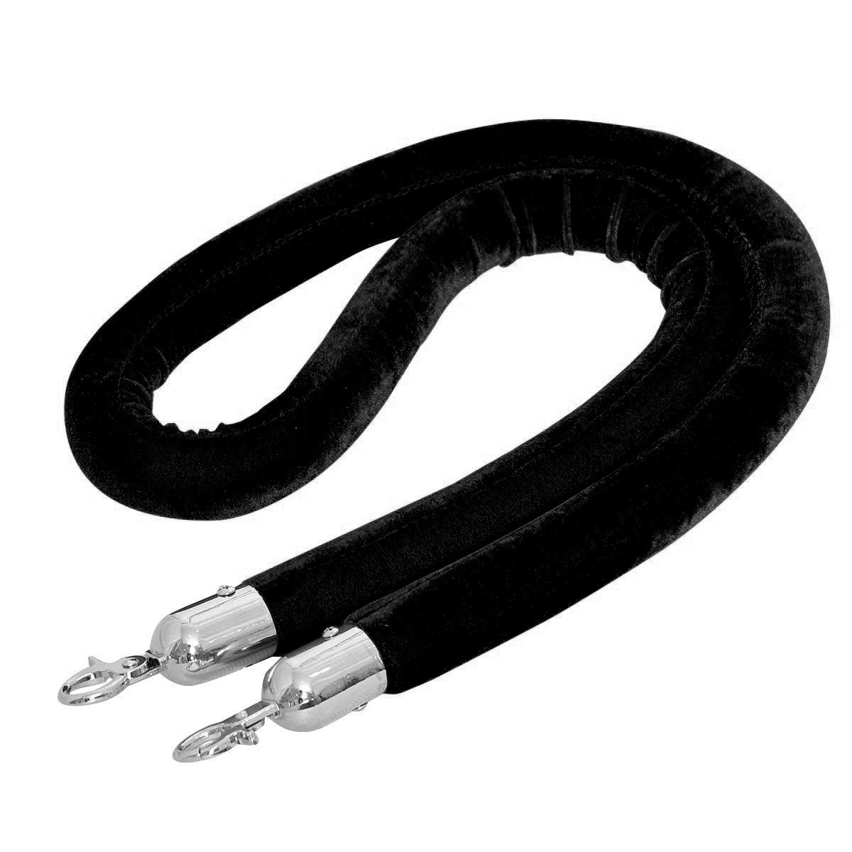 Spare for Queue Manager - Black Velvet Rope with Golden Chrome Plated Hooks (Length: ~5 Feet)