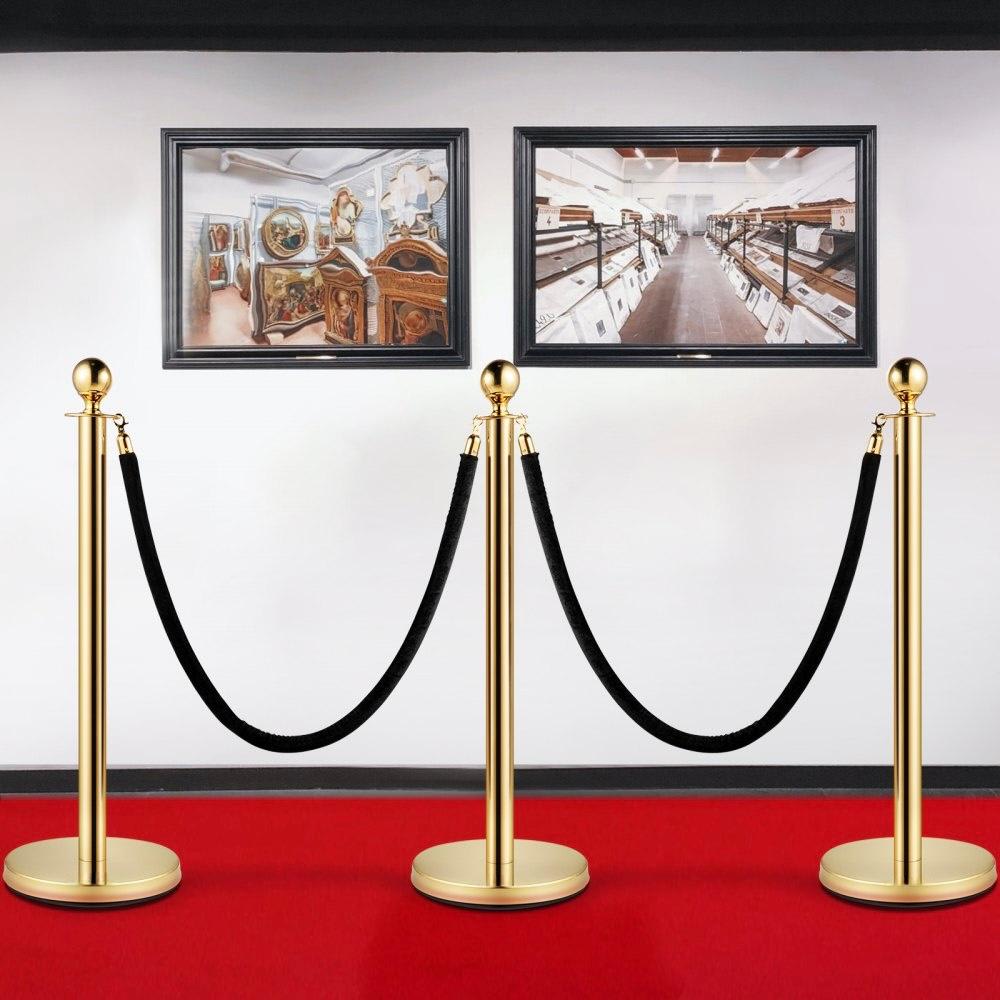 Spare for Queue Manager - Black Velvet Rope with Golden Chrome Plated Hooks (Length: ~5 Feet) — view 3