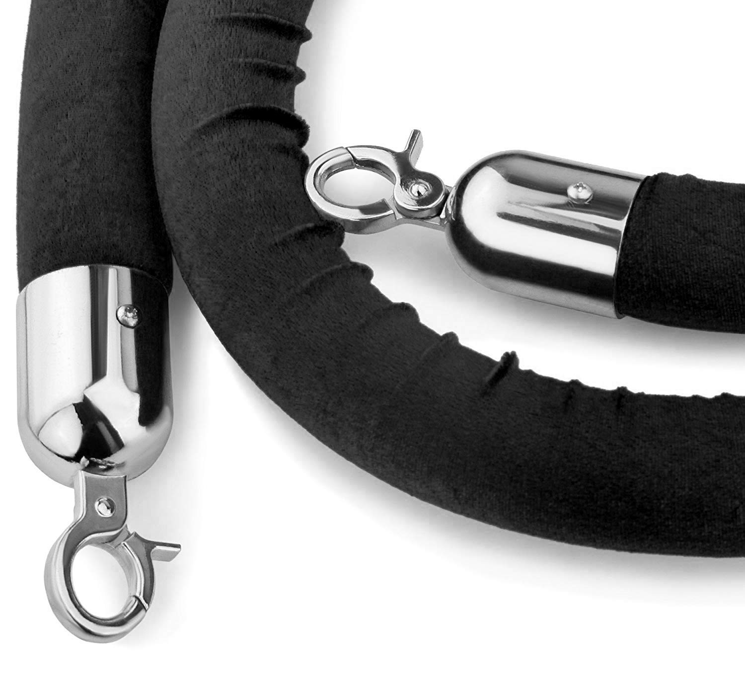 Spare for Queue Manager - Black Velvet Rope with Golden Chrome Plated Hooks (Length: ~5 Feet) — view 4