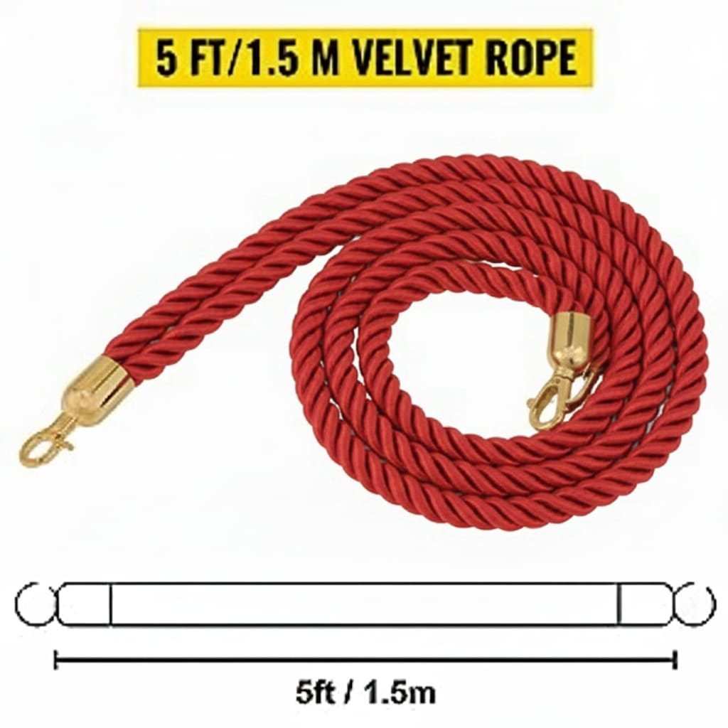 Spare for Queue Manager - Premium Red Twisted Rope with Golden Chrome Plated Hooks (Length: ~5 Feet) — view 2