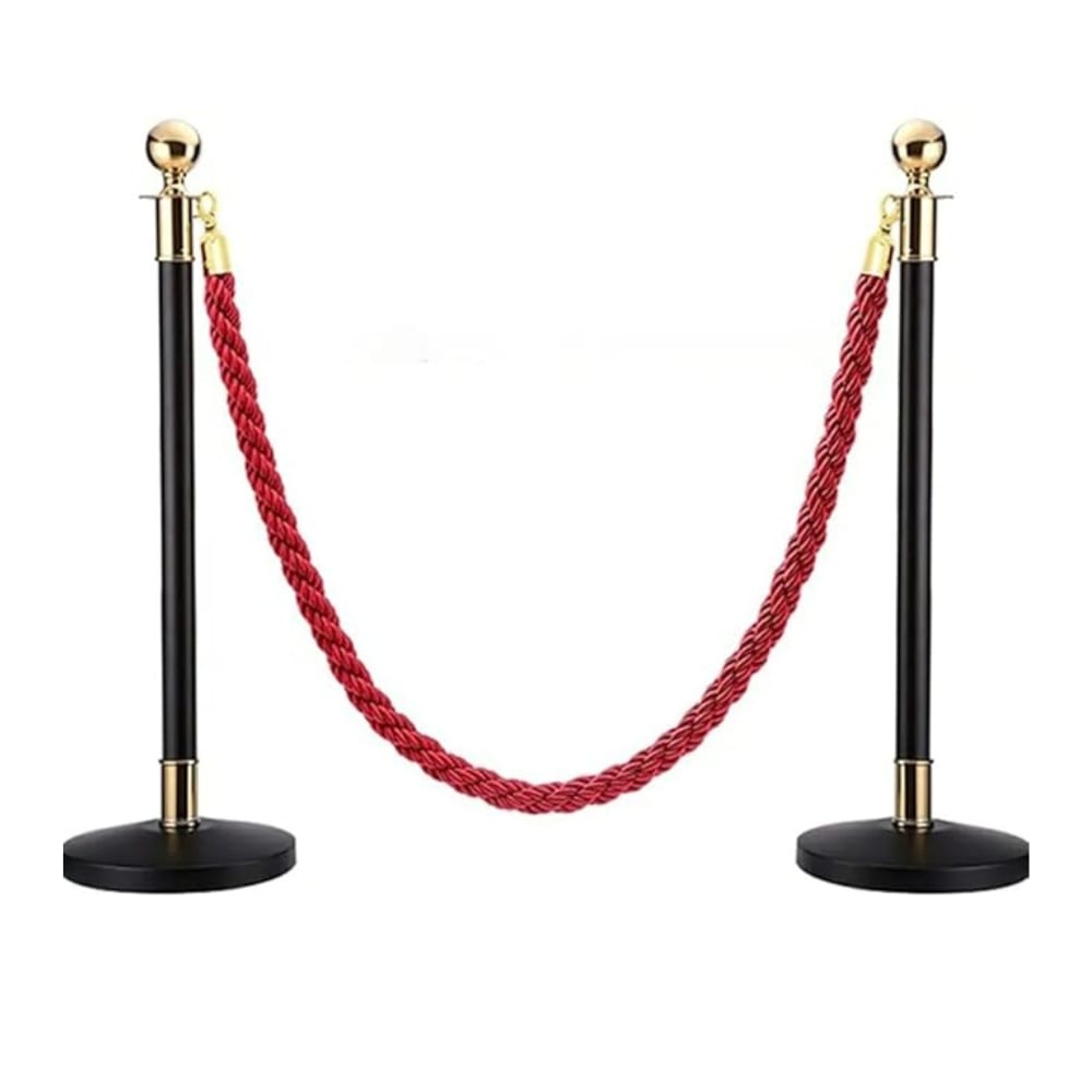 Spare for Queue Manager - Premium Red Twisted Rope with Golden Chrome Plated Hooks (Length: ~5 Feet) — view 3