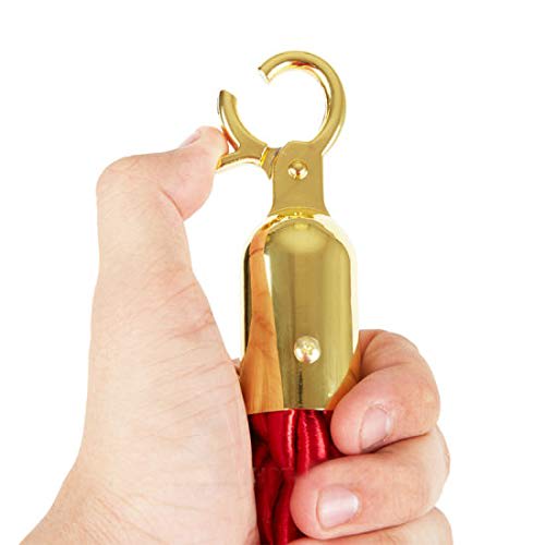 Spare for Queue Manager - Premium Red Twisted Rope with Golden Chrome Plated Hooks (Length: ~5 Feet) — view 4
