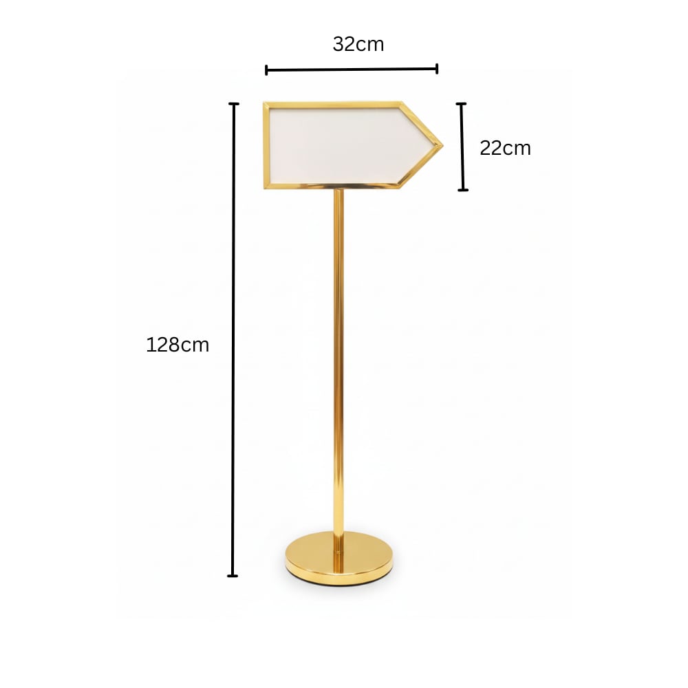Golden Arrow Shaped Direction Board with Round Pole — view 2