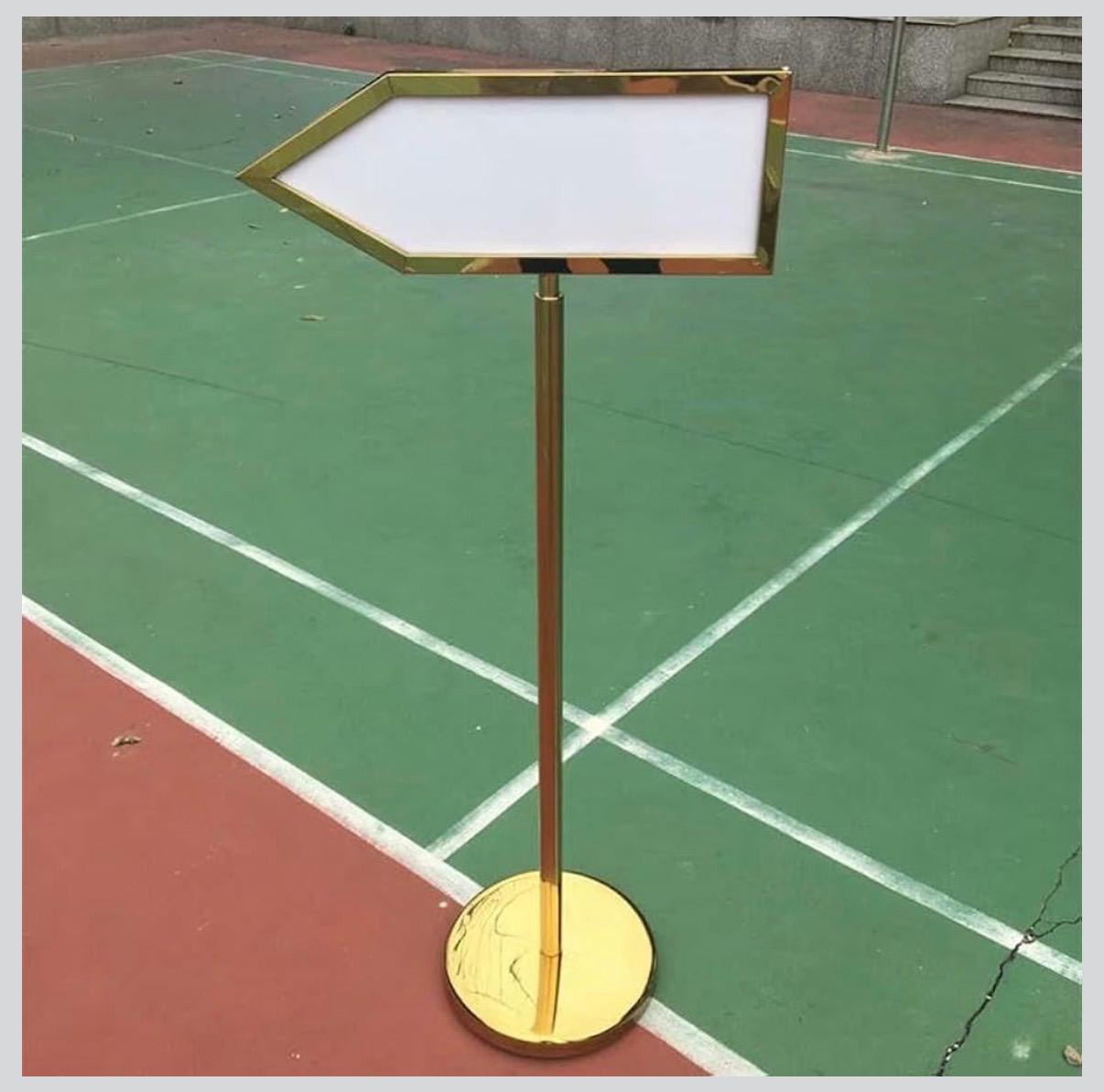 Golden Arrow Shaped Direction Board with Round Pole — view 6