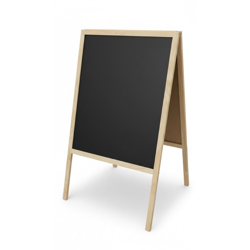 Wooden Double Sided Writing Board with Chalk, Marker & Duster - 1 Side Chalk + 1 Side Marker Writing Options
