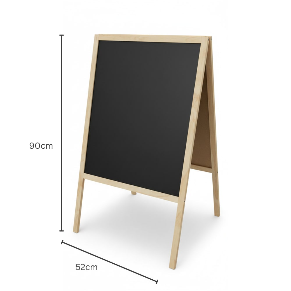 Wooden Double Sided Writing Board with Chalk, Marker & Duster - 1 Side Chalk + 1 Side Marker Writing Options — view 2