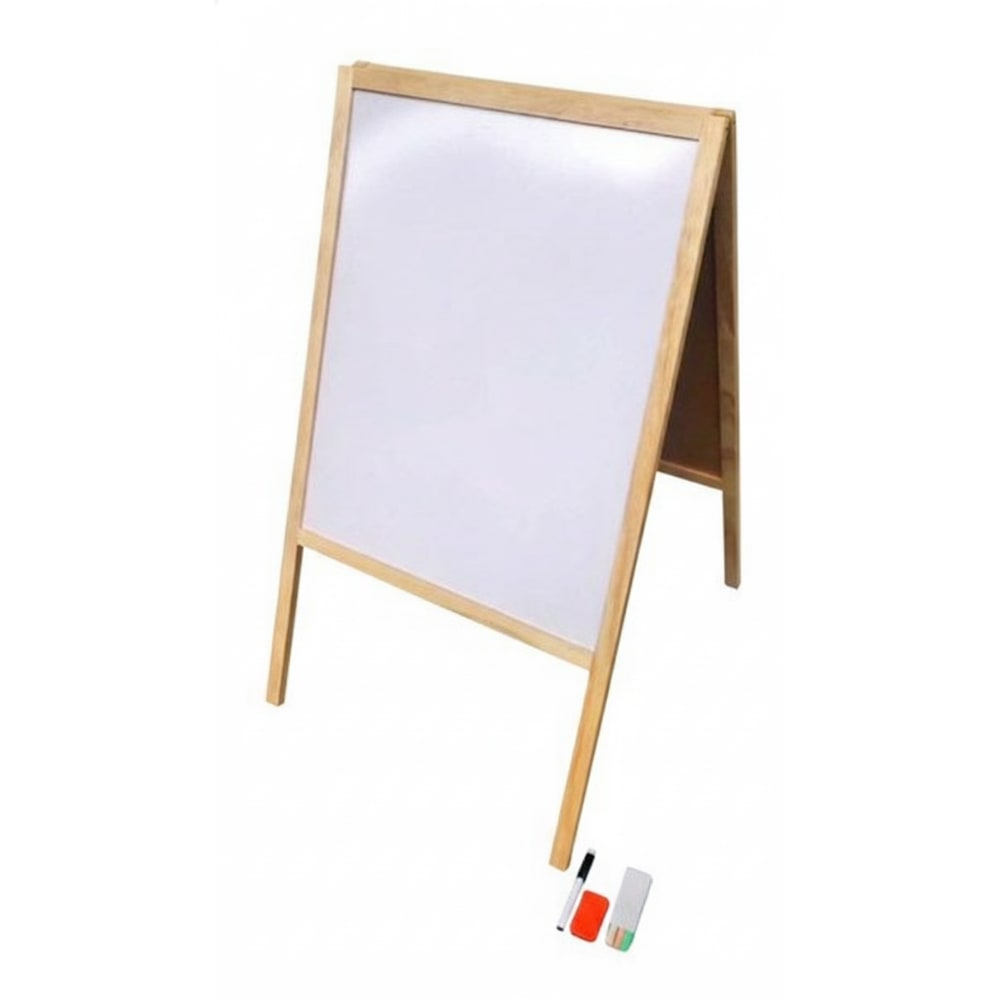 Wooden Double Sided Writing Board with Chalk, Marker & Duster - 1 Side Chalk + 1 Side Marker Writing Options — view 4