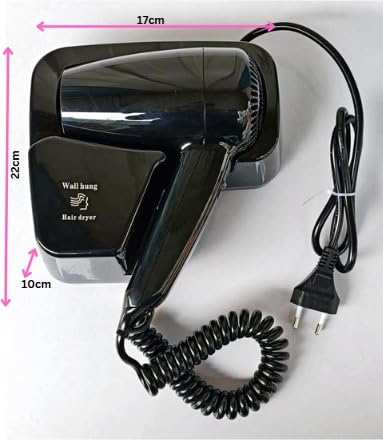 Electric Wall Mountable Hair Dryer 1300W - Black — view 2