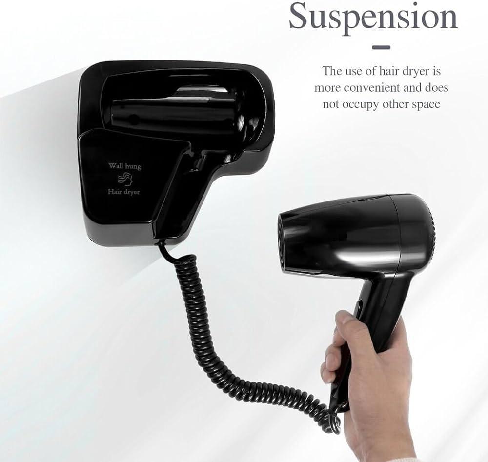 Electric Wall Mountable Hair Dryer 1300W - Black — view 6