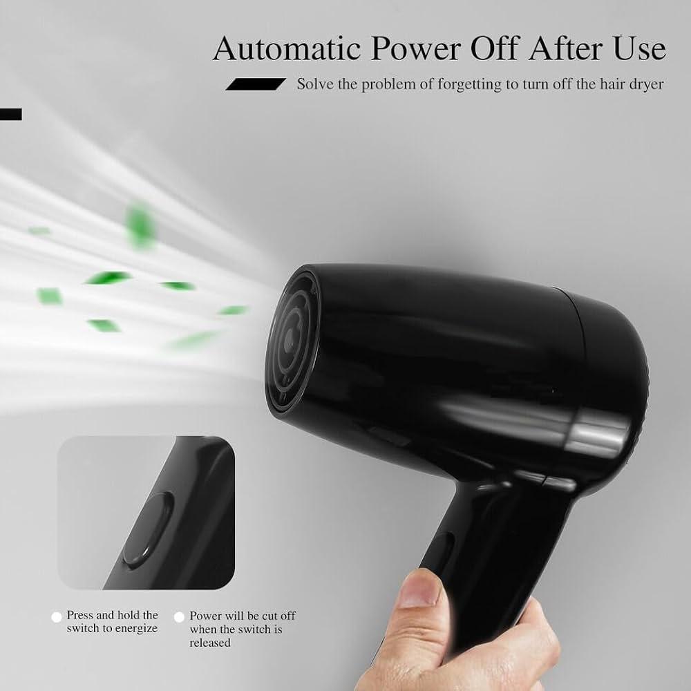 Electric Wall Mountable Hair Dryer 1300W - Black — view 7