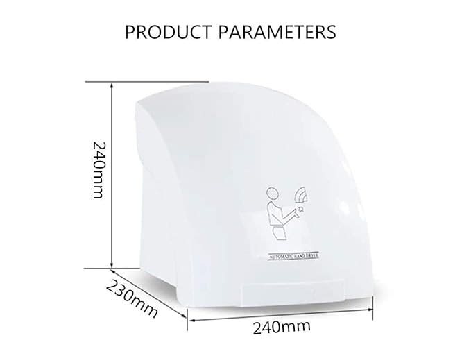Electric Automatic Hand Dryer with Hot Air Blower 1200W - White — view 2