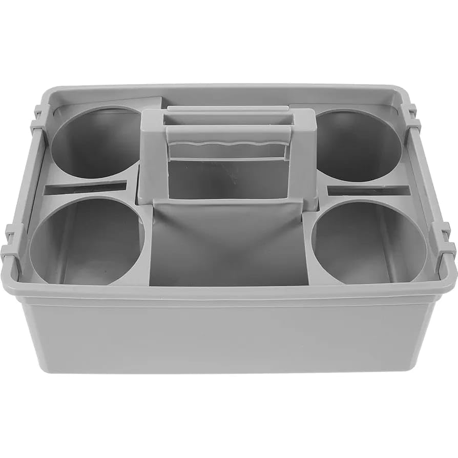 Plastic Caddy Tool Basket with 4 Round Inner Slots - Grey — view 8