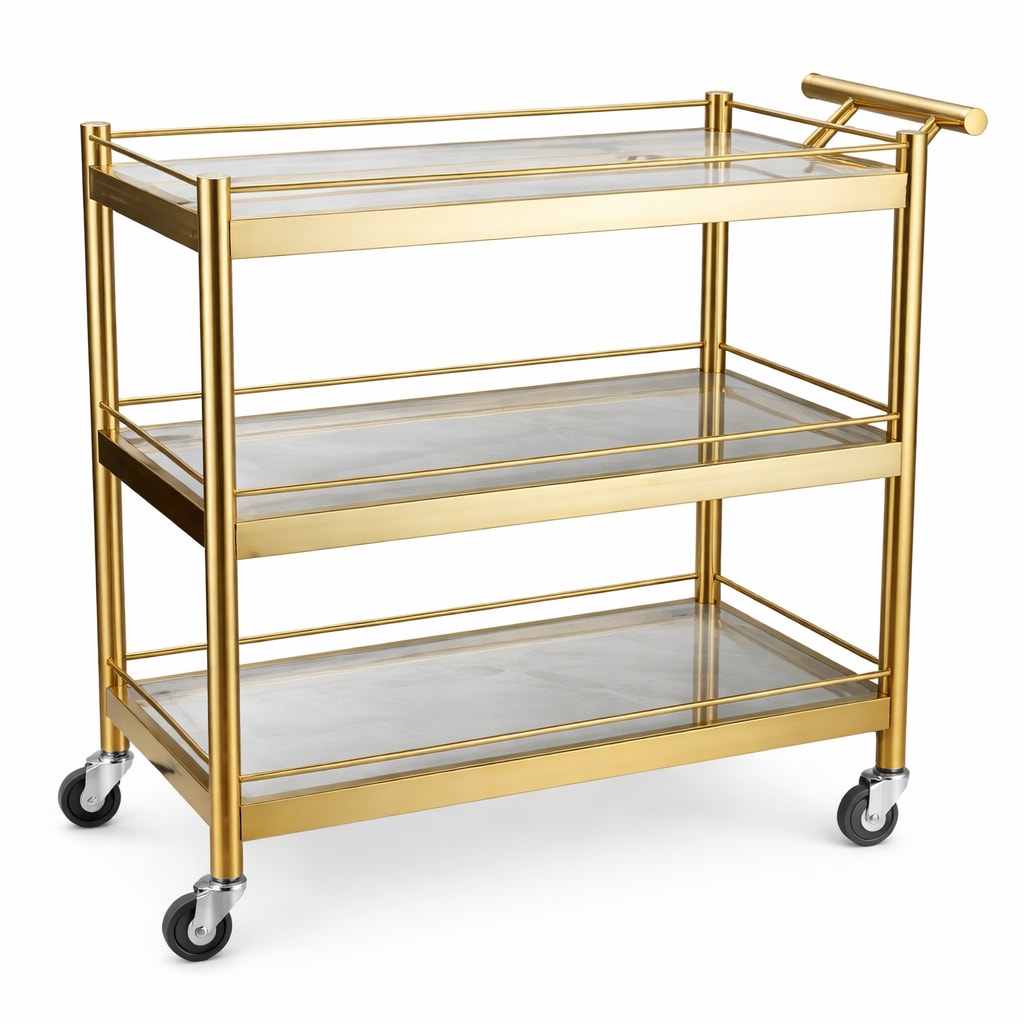 Ultra Premium 3 Layers Golden Rectangle Service Trolley - New Model — view 3