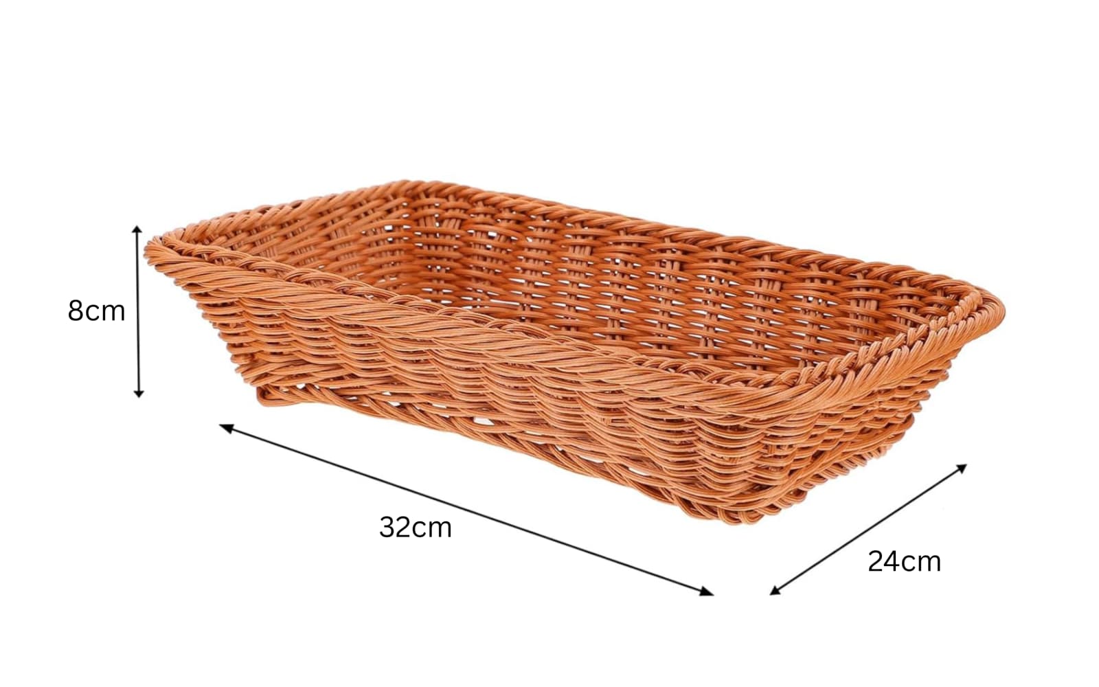Heavy Rectangle Shaped Polyrattan Basket with Metal Wire 32x24x8cm - Walnut Brown — view 2