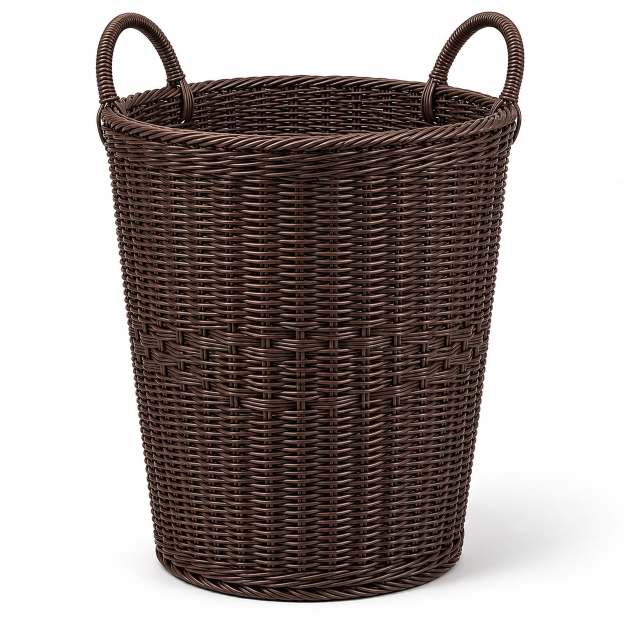 Heavy Cylindrical Shaped Poyrattan Laundry Basket with Handles - 40x27x46cm — view 2