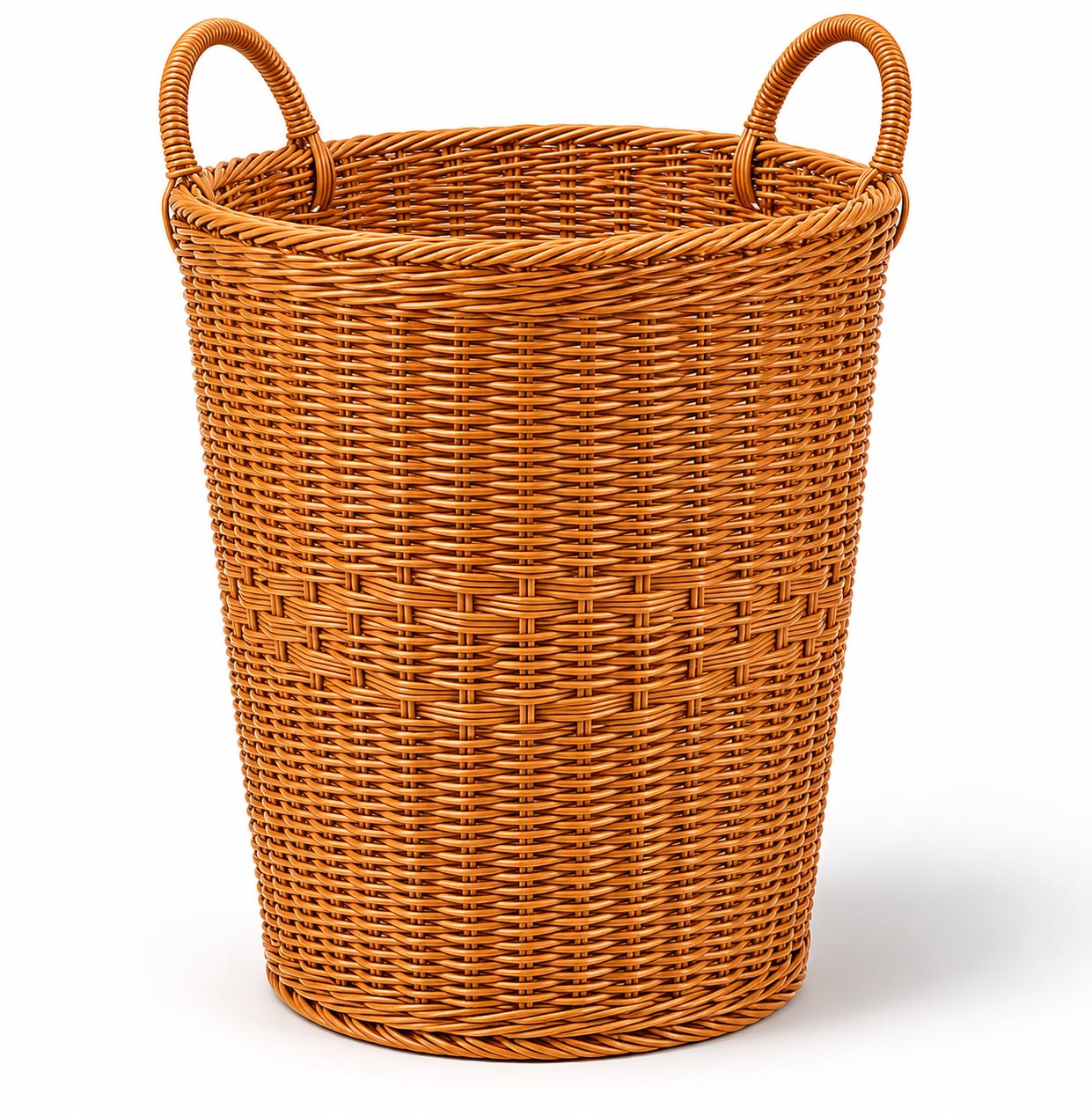 Heavy Cylindrical Shaped Poyrattan Laundry Basket with Handles - 40x27x46cm