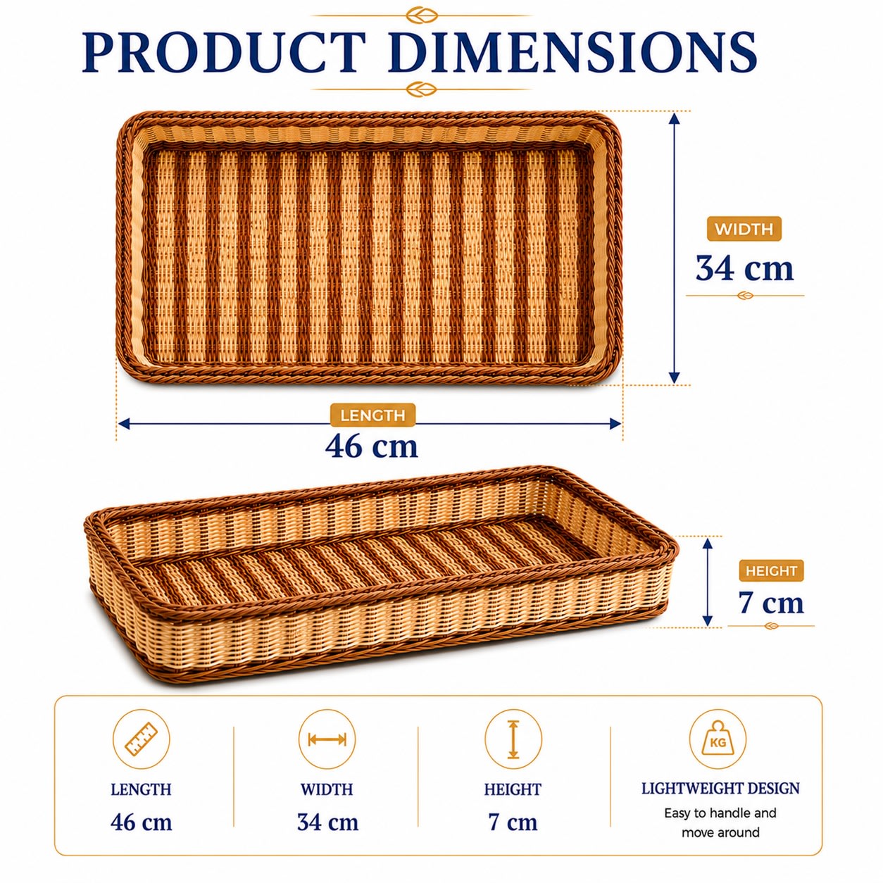 Heavy Rectangle Shaped Polyrattan Basket with Metal Wire - 46x34x7cm — view 2