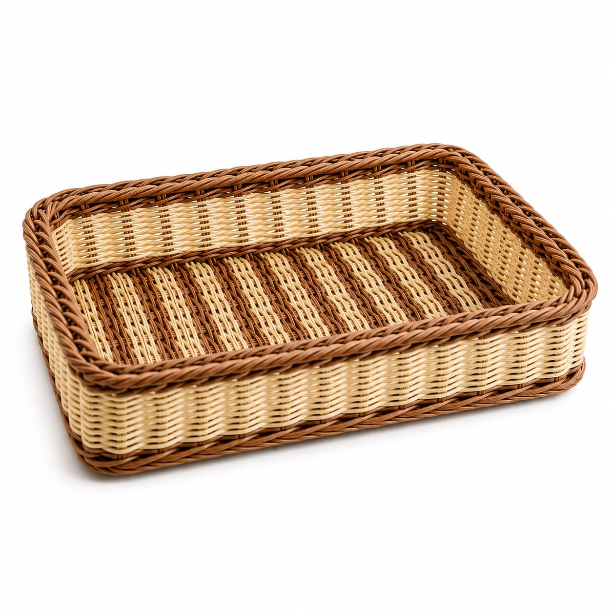 Heavy Rectangle Shaped Polyrattan Basket with Metal Wire - 53x32x9cm — view 7