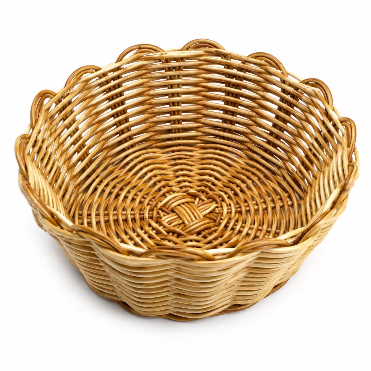 Heavy Round Shaped Polyrattan Basket with Flower Shaped Edges & Metal Wire - 16x7cm — view 8