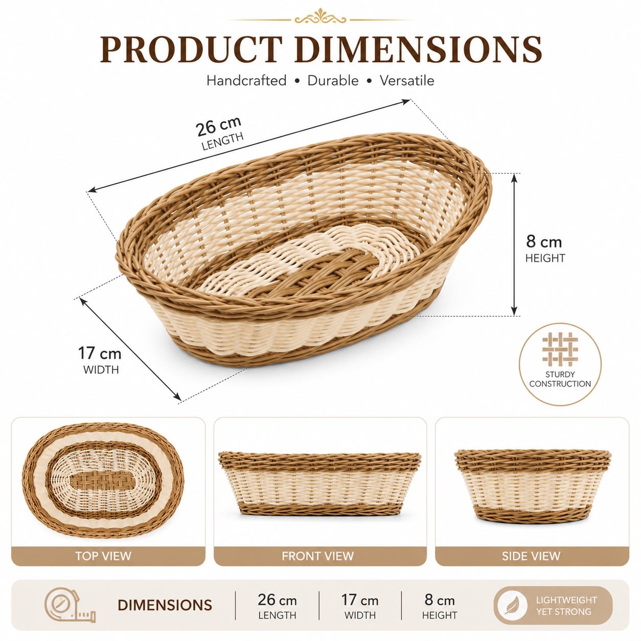 Heavy Boat Shaped Polyrattan Basket with Metal Wire - Big — view 5