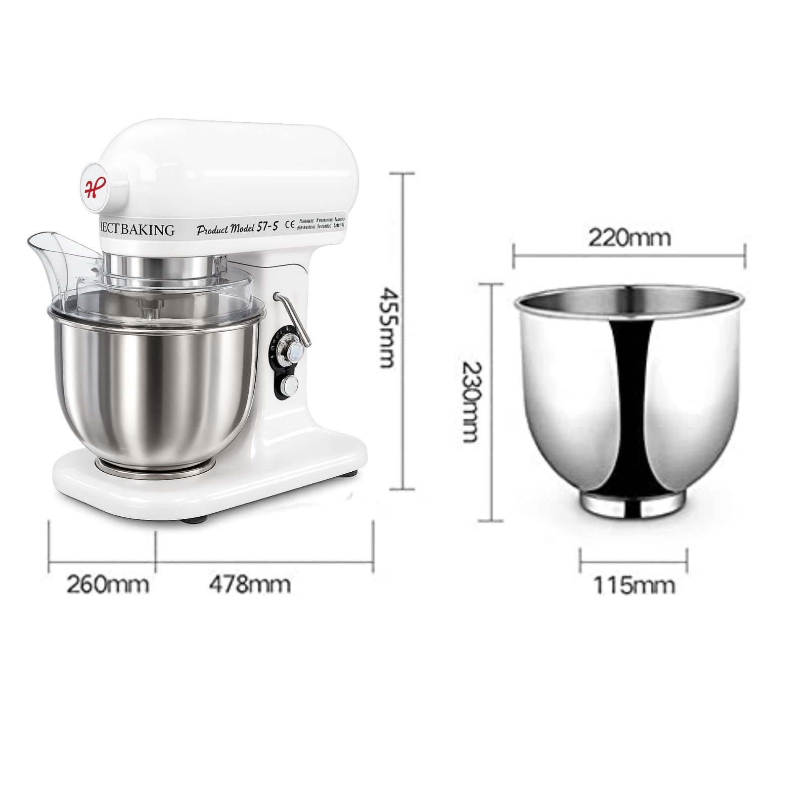 Electric Planetary Mixer with 3 Whisk Attachments & Safety Guard - Black Body | Gear Model — view 5