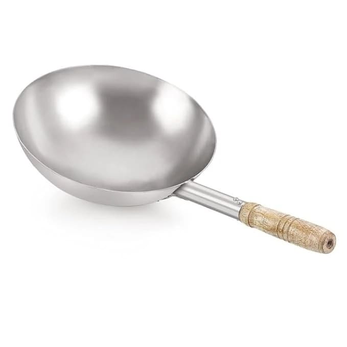 Wooden Handle SS Wok