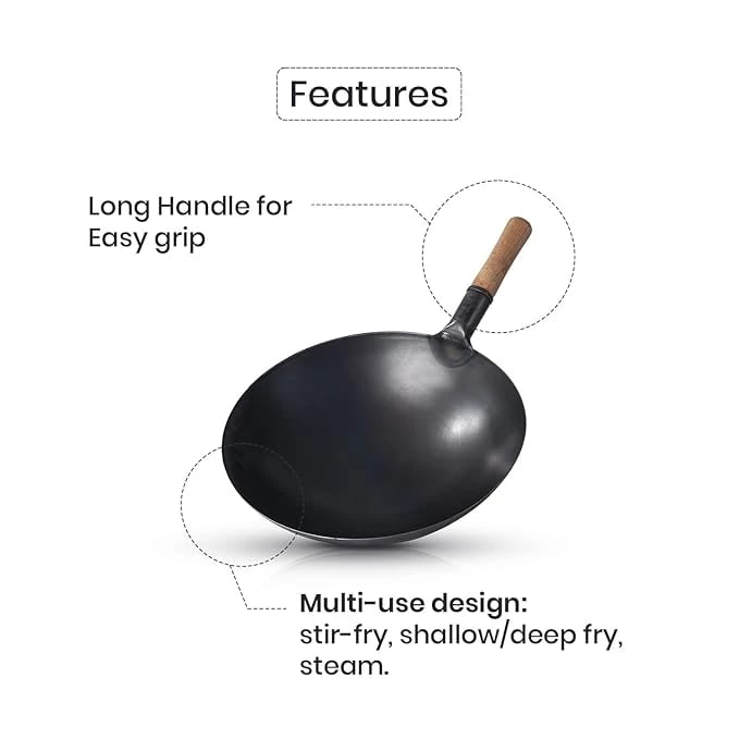 Wooden Handle Iron Wok — view 4
