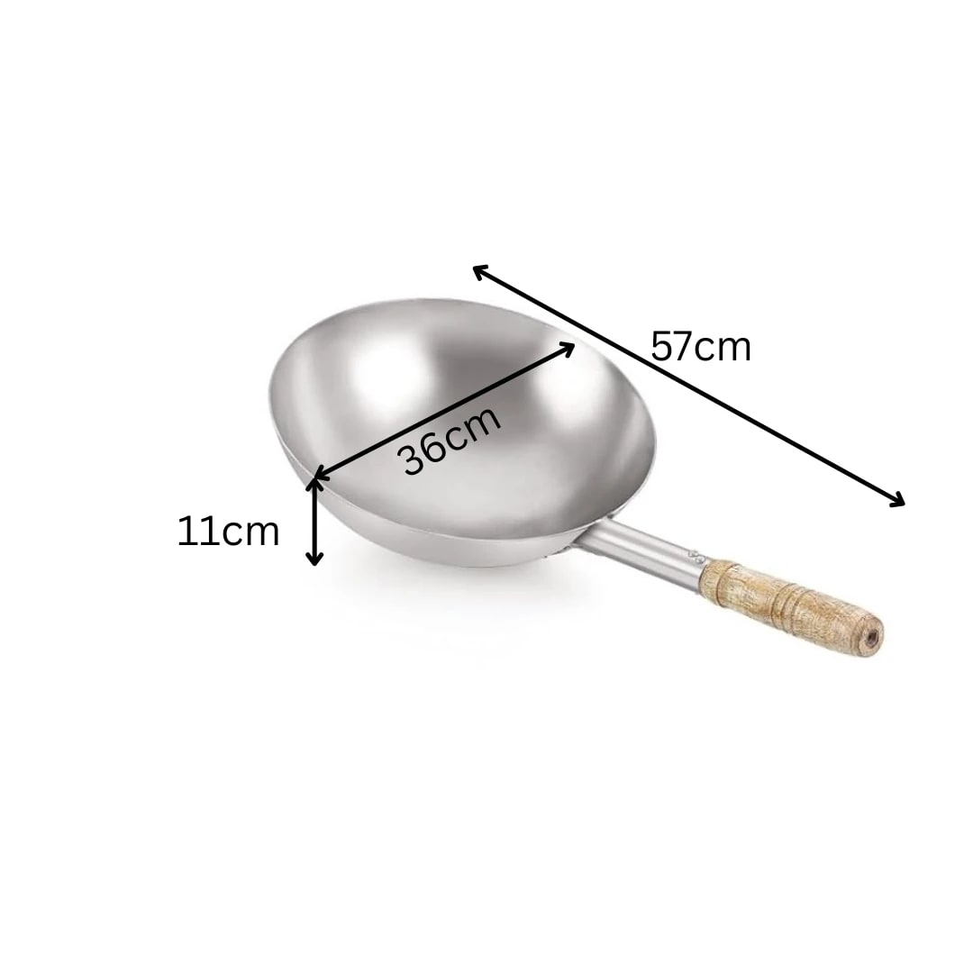 Wooden Handle MS Wok — view 2