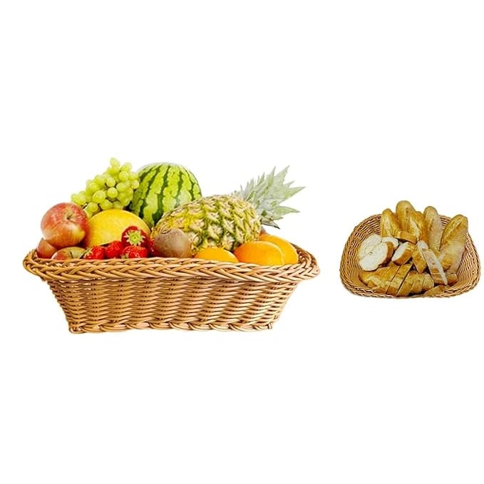 Lite Rectangle Shaped Polyrattan Basket - Walnut Brown — view 3