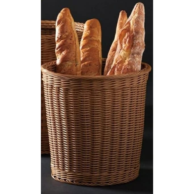 Heavy Cylindrical Shaped Polyrattan Basket with Metal Wire 14x16cm - Walnut Brown — view 3