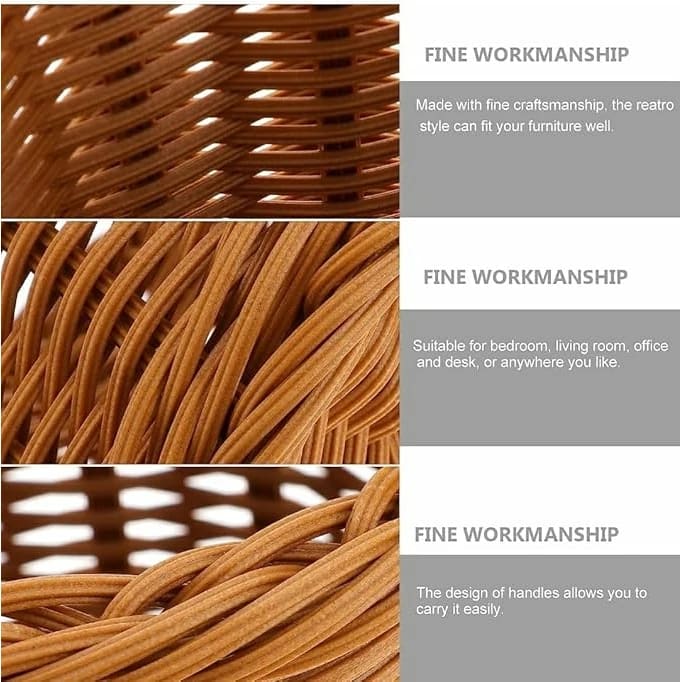 Heavy Cylindrical Shaped Polyrattan Basket with Metal Wire 14x16cm - Walnut Brown — view 4