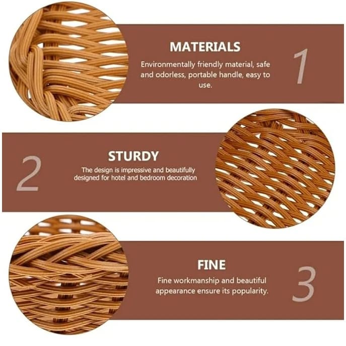 Heavy Oval Shaped Polyrattan Basket with Metal Wire 37x16x8cm - Walnut Brown — view 5