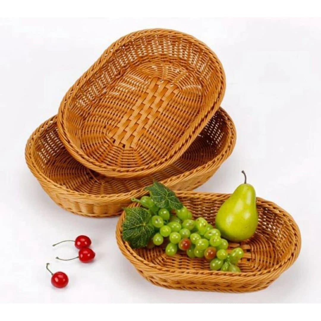 Heavy Oval Shaped Polyrattan Basket with Metal Wire 37x16x8cm - Walnut Brown — view 6