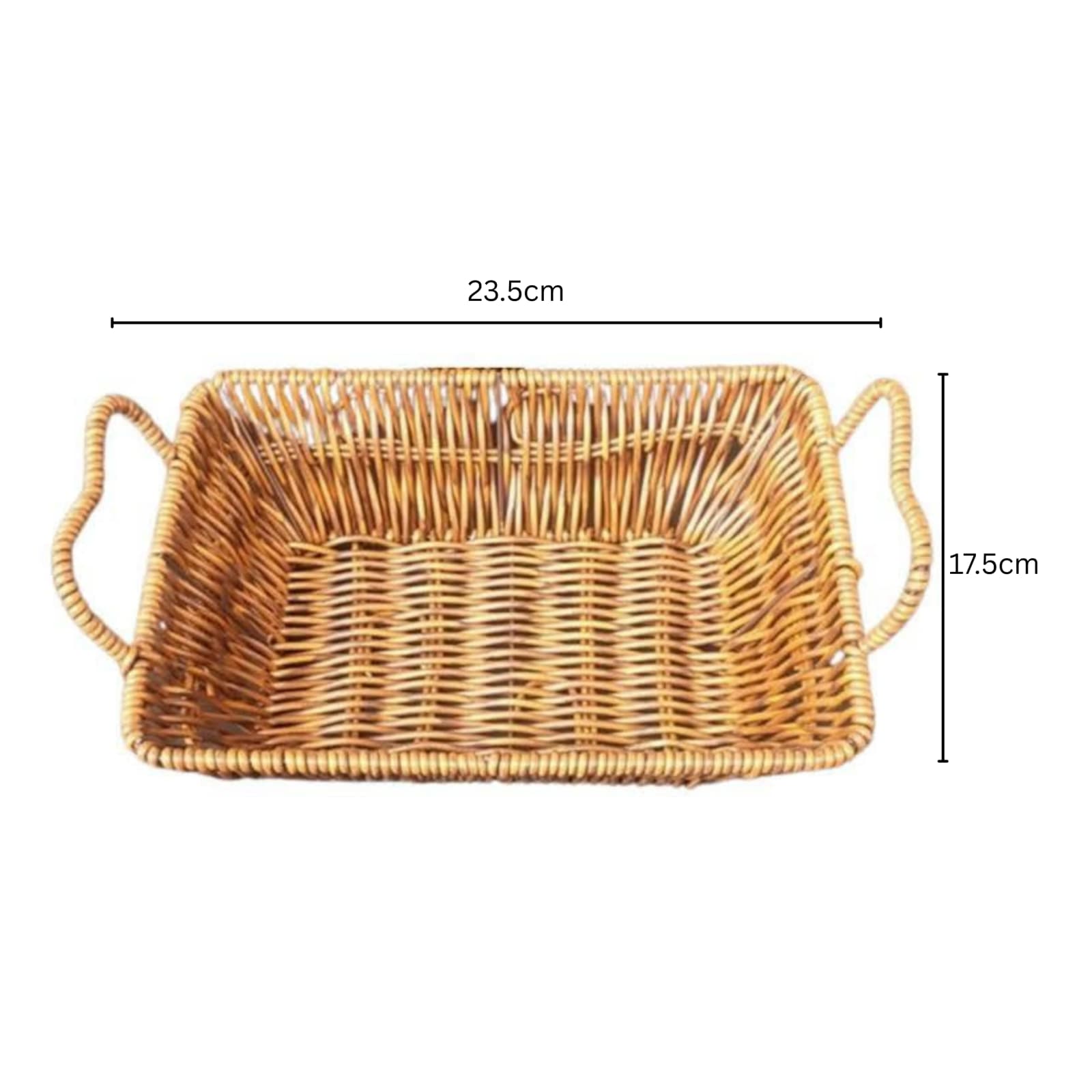 No.11 Heavy Rectangle Shaped Polyrattan Basket with Handles & Metal Wire 23x17x10cm - Walnut Brown — view 2