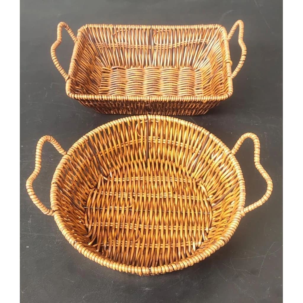 No.11 Heavy Rectangle Shaped Polyrattan Basket with Handles & Metal Wire 23x17x10cm - Walnut Brown — view 3