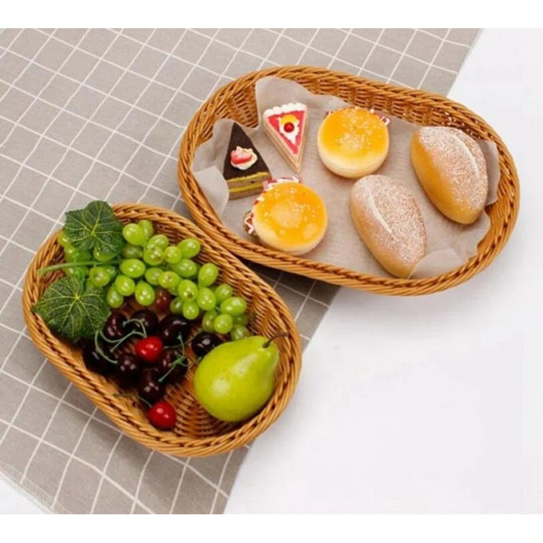 No.15 Heavy Oval Shaped Polyrattan Basket with Metal Wire 28x20x6cm - Walnut Brown — view 4