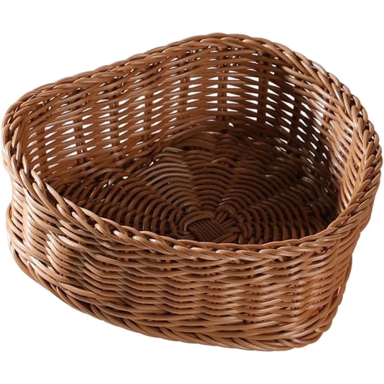 Heavy Heart Shaped Polyrattan Basket with Metal Wire - 30x27x10cm