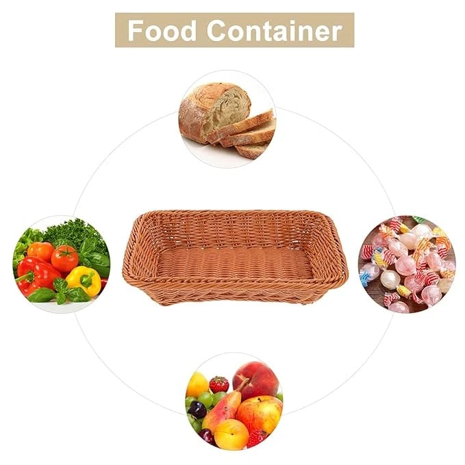 Heavy Rectangle Shaped Polyrattan Basket with Metal Wire - 36x28x9cm — view 3
