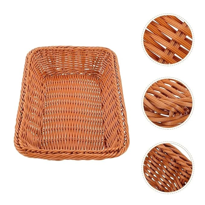 Heavy Rectangle Shaped Polyrattan Basket with Metal Wire - 36x28x9cm — view 7