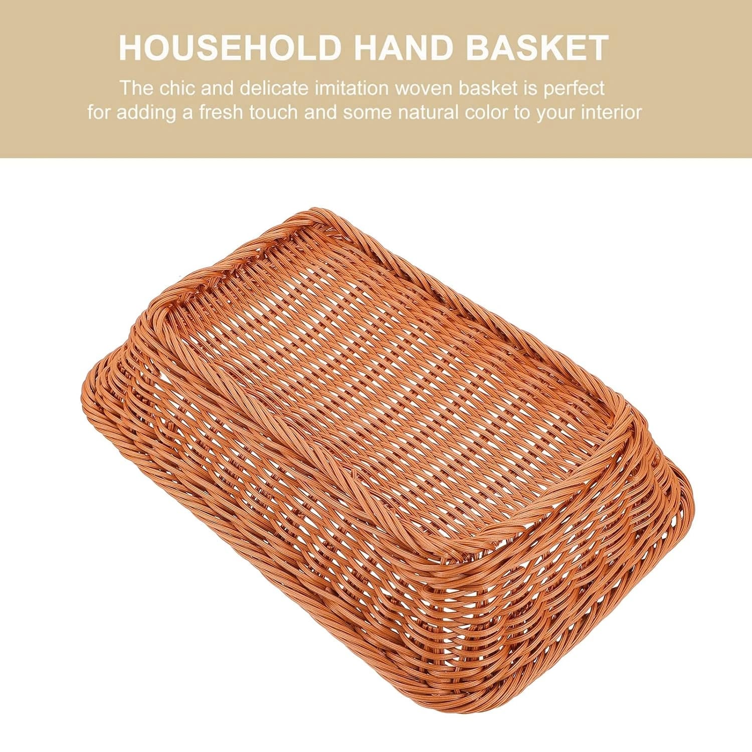 Heavy Rectangle Shaped Polyrattan Basket with Metal Wire - 36x28x9cm — view 8