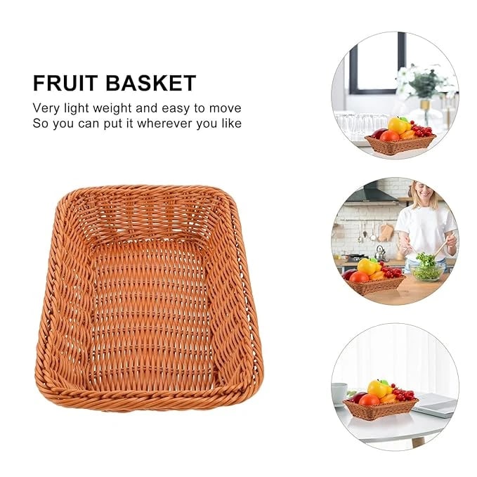 Heavy Rectangle Shaped Polyrattan Basket with Metal Wire - 37x25x7cm — view 4