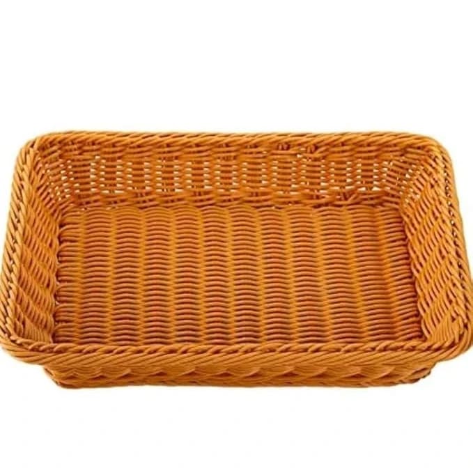 Heavy Rectangle Shaped Polyrattan Basket with Metal Wire - 46x34x7cm