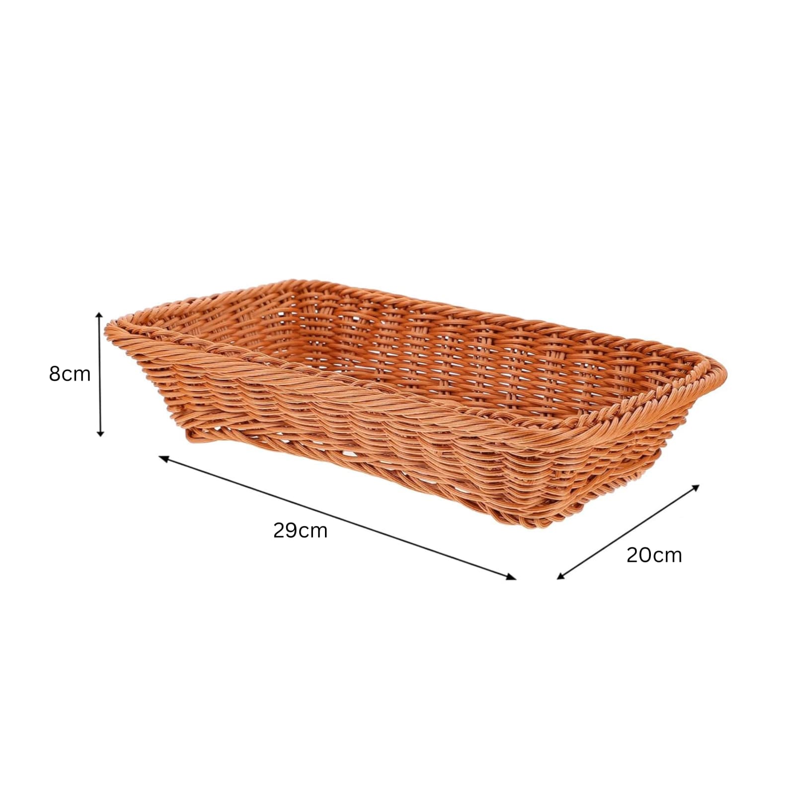 Heavy Rectangle Shaped Polyrattan Basket with Metal Wire - 29x20x8cm — view 2