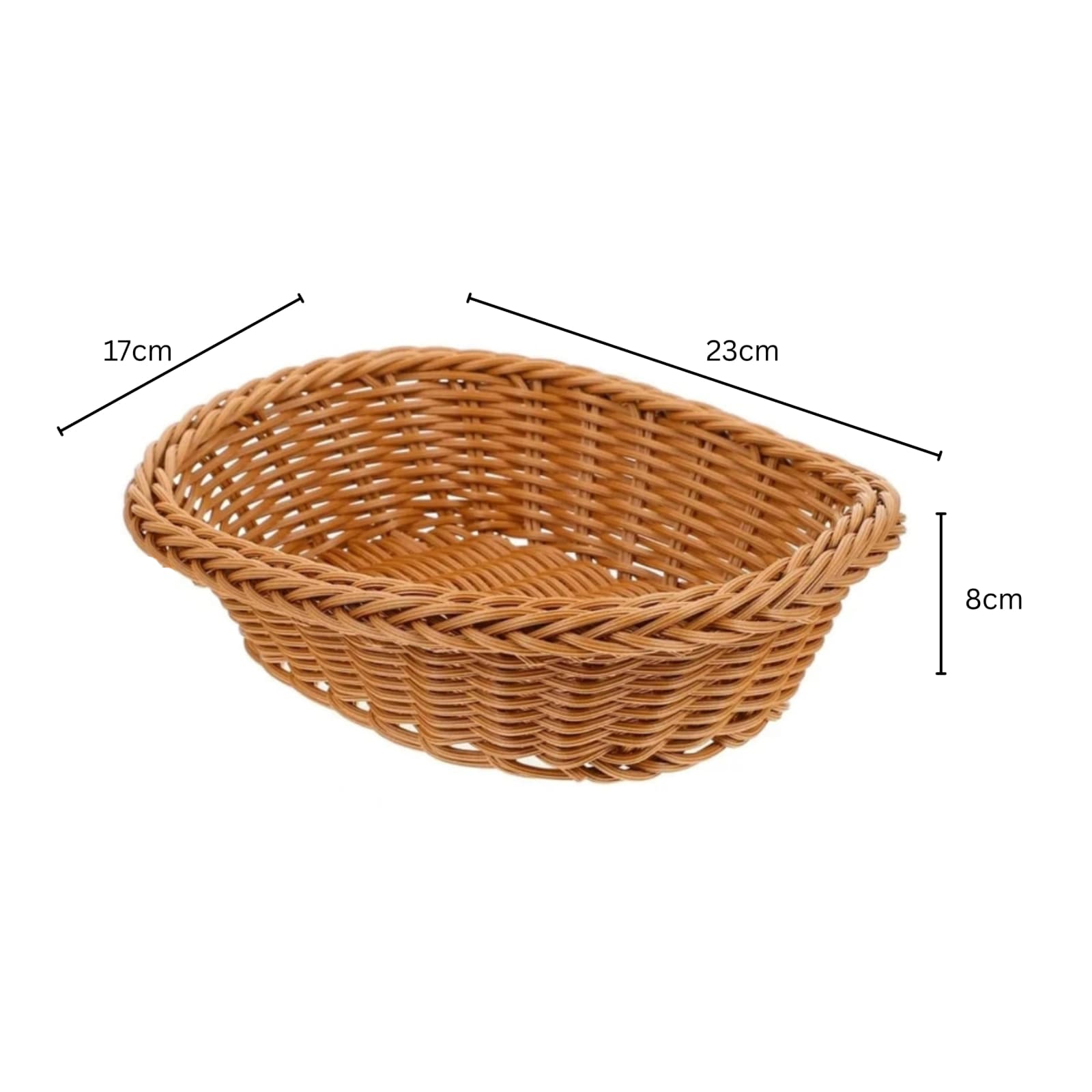 Heavy Oval Shaped Polyrattan Basket with Metal Wire - 23x17x8cm — view 2