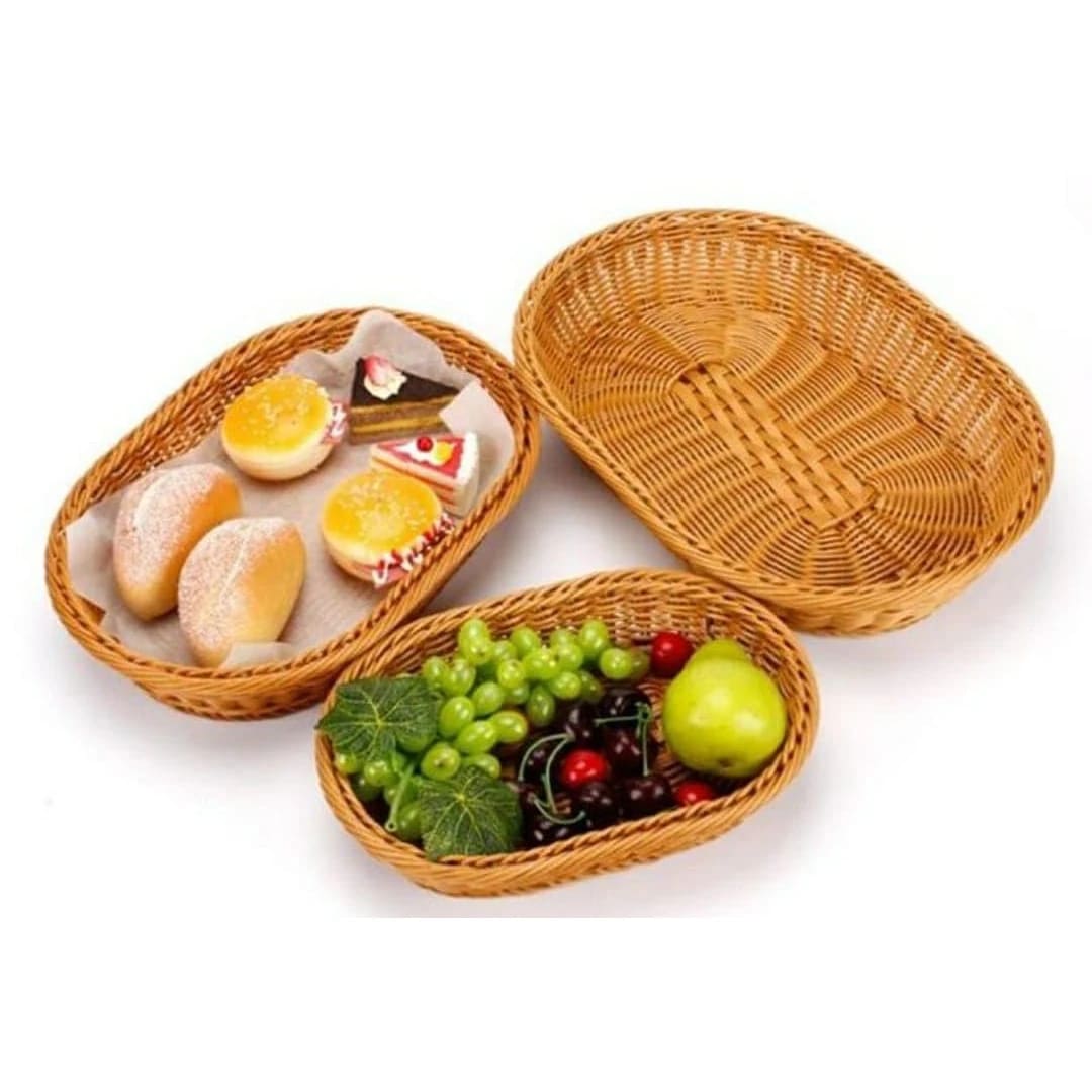 Heavy Oval Shaped Polyrattan Basket with Metal Wire - 23x17x8cm — view 7