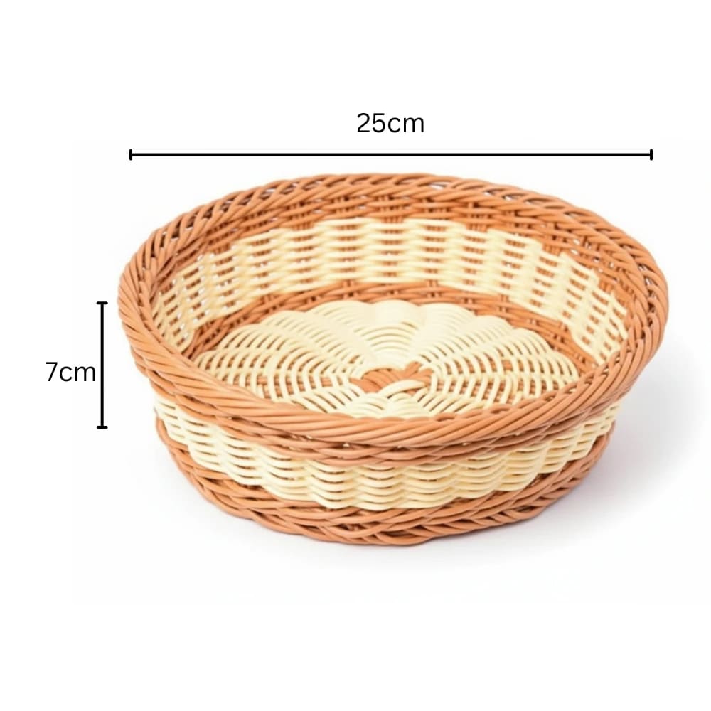 Heavy Round Shaped Polyrattan Basket with Metal Wire - 25x7cm — view 2